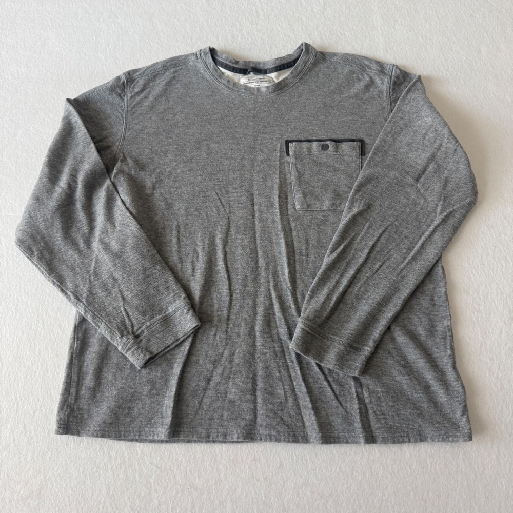REI Co-op Long Sleeve Pocket T-Shirt Mens XL Gray Slub Knit Crew Neck